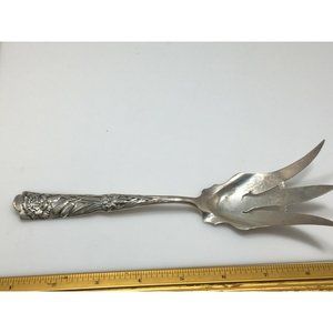 Sterling Silver Antique Shiebler Chrysanthemum Lettuce Serving Fork  RARE!!!!!!!